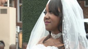 close up photo of bride at wedding