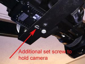 Additional Set Screw to Prevent Camera Rotation